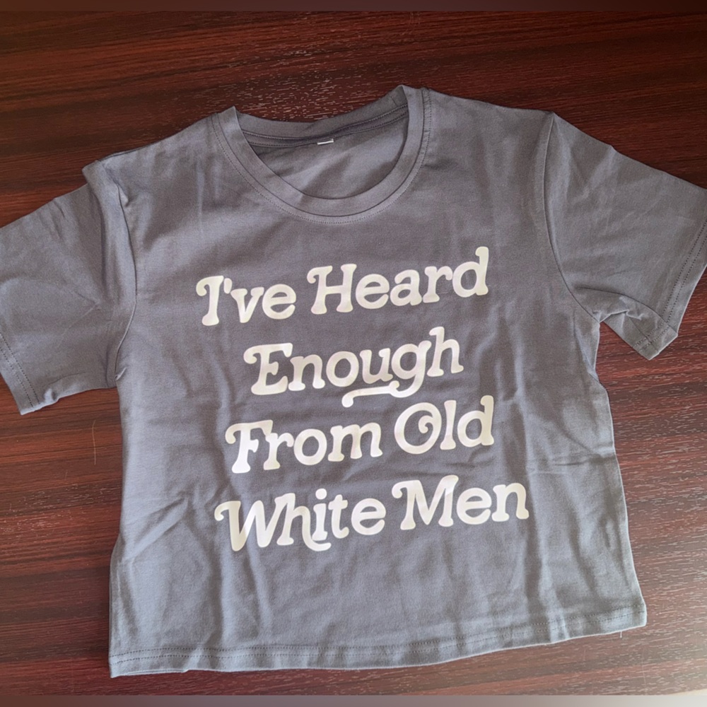 Gray Short Sleeve Tee with Casual Handwritten Print